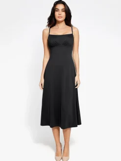 Shapewear Built-In Tummy Control A-Line Midi Dresses