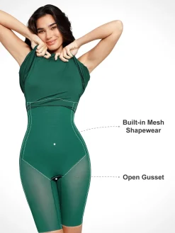 Shapewear Built-In Tummy Control A-Line Midi Dresses
