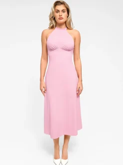 Shapewear Built-In Tummy Control A-Line Midi Dresses