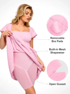 Shapewear Built-In Tummy Control A-Line Midi Dresses