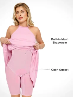 Shapewear Built-In Tummy Control A-Line Midi Dresses