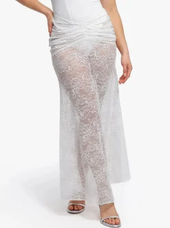 Shapewear Cap Sleeve Bodysuit Lace Fishtail Coverup Skirt Set