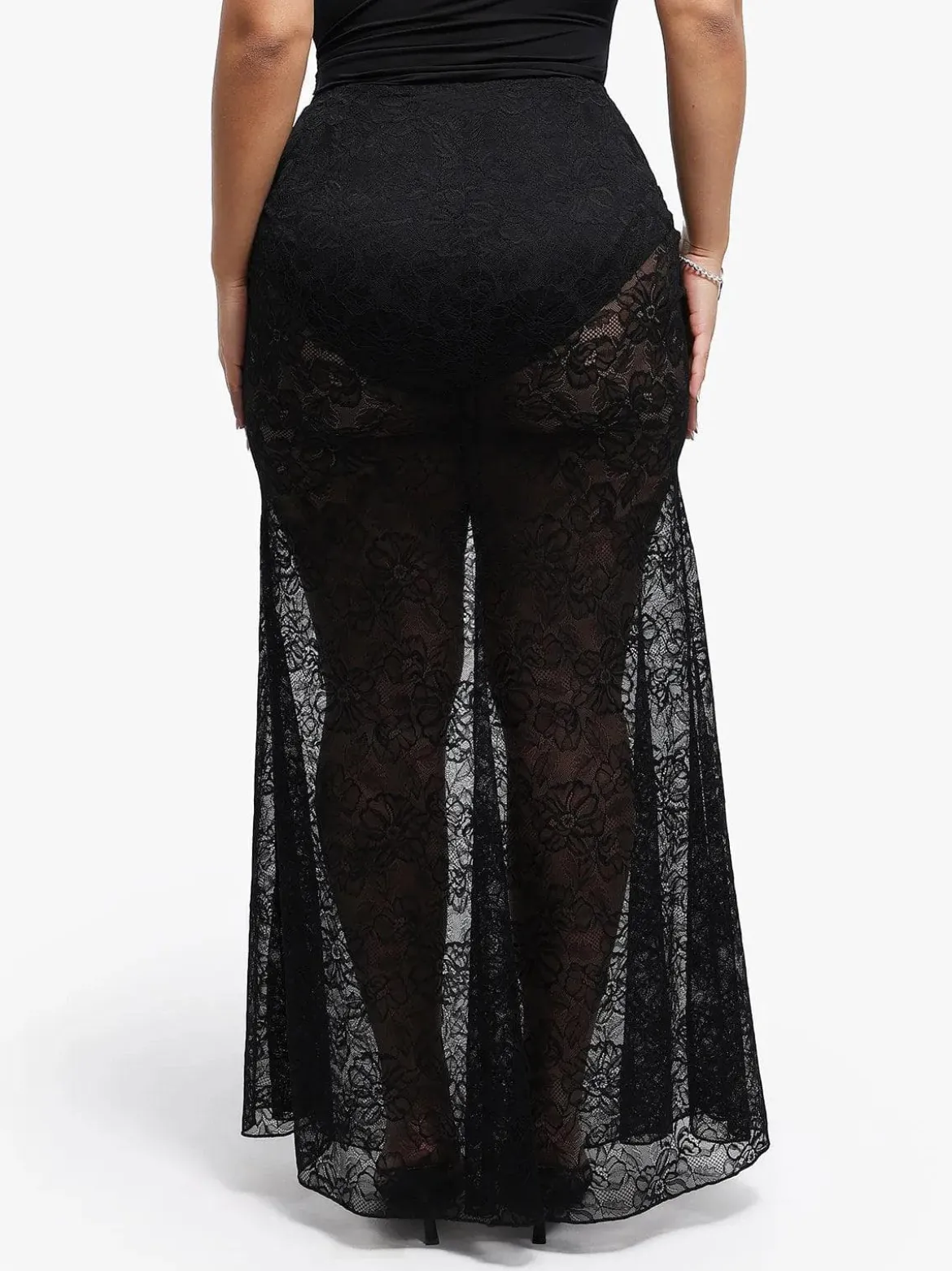 Shapewear Cap Sleeve Bodysuit Lace Fishtail Coverup Skirt Set