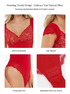 Shapewear Cap Sleeve Slimming Lace Cup Bodysuit