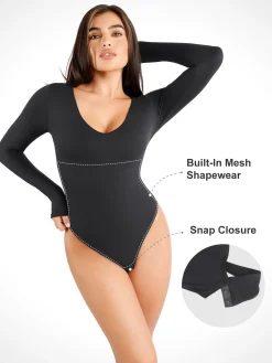 Shapewear CloudSense Long Sleeve V-Neck Sculpting Bodysuit