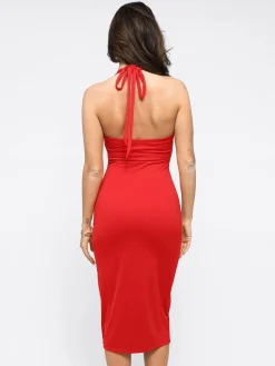 Shapewear Convertible Backless Halter Sculpting Midi Dress