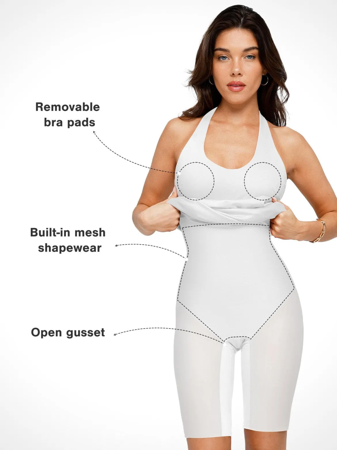 Shapewear Convertible Backless Halter Sculpting Midi Dress