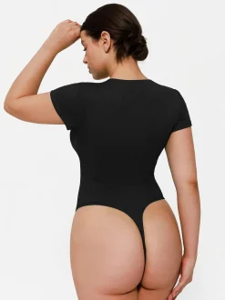 Shapewear Deep V-Neck Button Front Sculpting Bodysuit