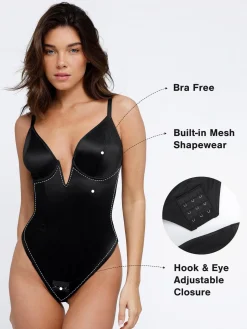 Shapewear Deep V-Neck Hourglass Thong Bodysuit