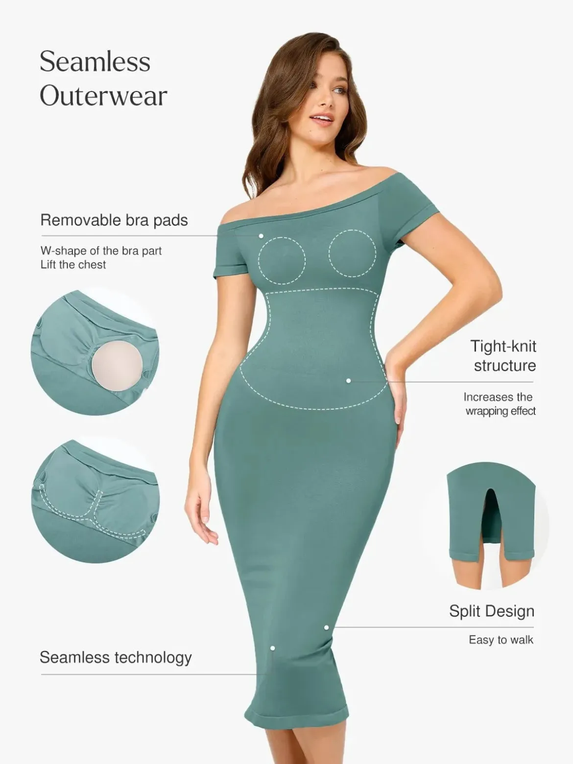 Shapewear Eco-Friendly Sculpting Midi Dress Set