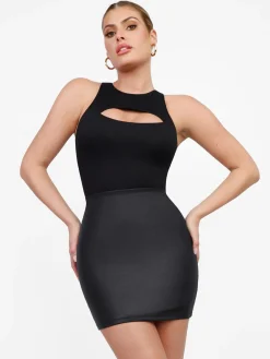 Shapewear Faux Leather Butt Lifting Mini Skirt
