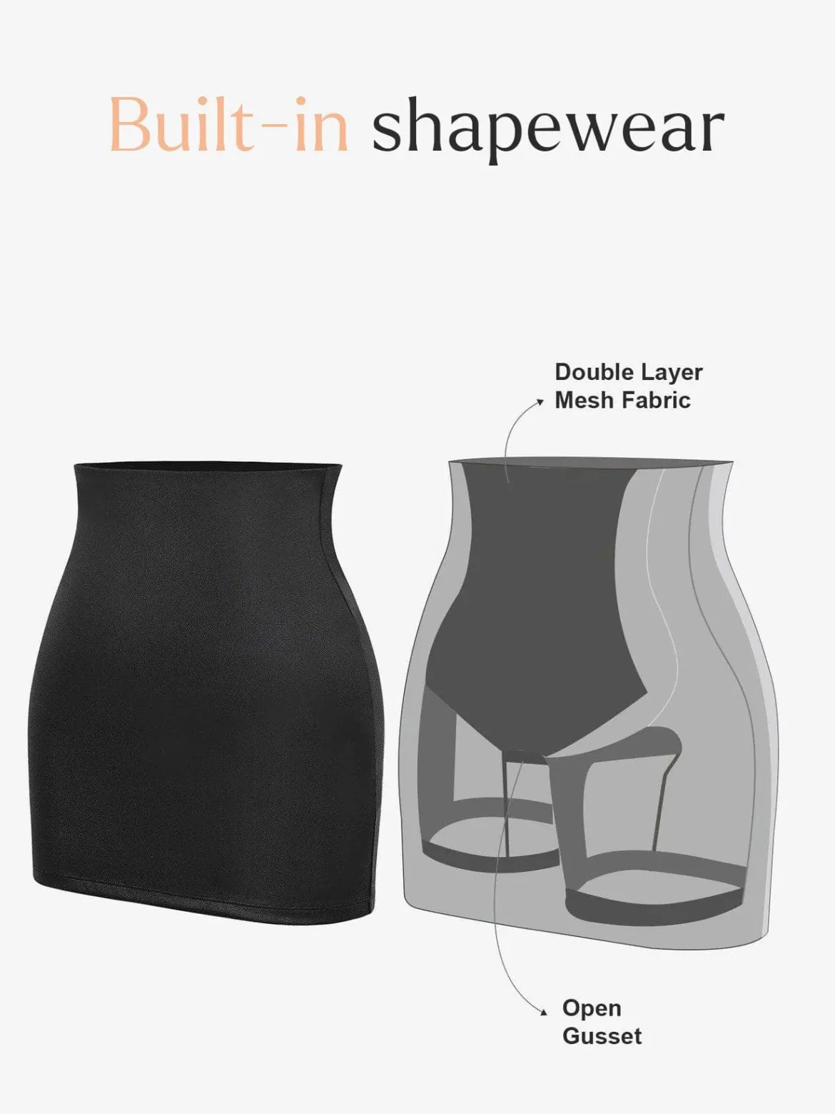 Shapewear Faux Leather Butt Lifting Mini Skirt