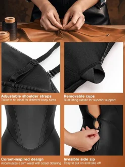 Shapewear Faux Leather Corset Jumpsuit Set