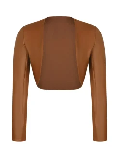 Shapewear Faux Leather Corset Midi Dress Bolero Jacket Set