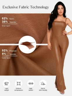 Shapewear Faux Leather Corset Bodice Slimming Jumpsuit
