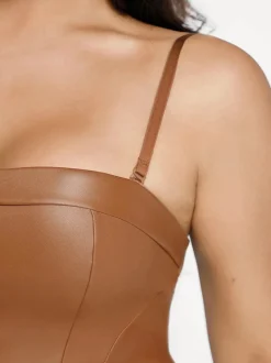 Shapewear Faux Leather Corset Bodice Slimming Jumpsuit