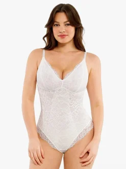Shapewear Firm Control Smoothing Full Lace Thong Bodysuit