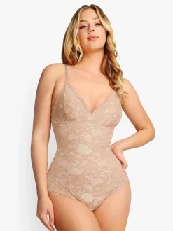 Shapewear Firm Control Smoothing Full Lace Thong Bodysuit