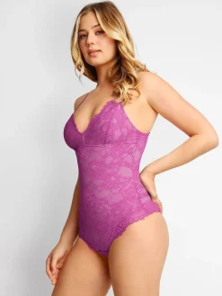 Shapewear Firm Control Smoothing Full Lace Thong Bodysuit