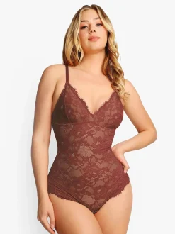 Shapewear Firm Control Smoothing Full Lace Thong Bodysuit