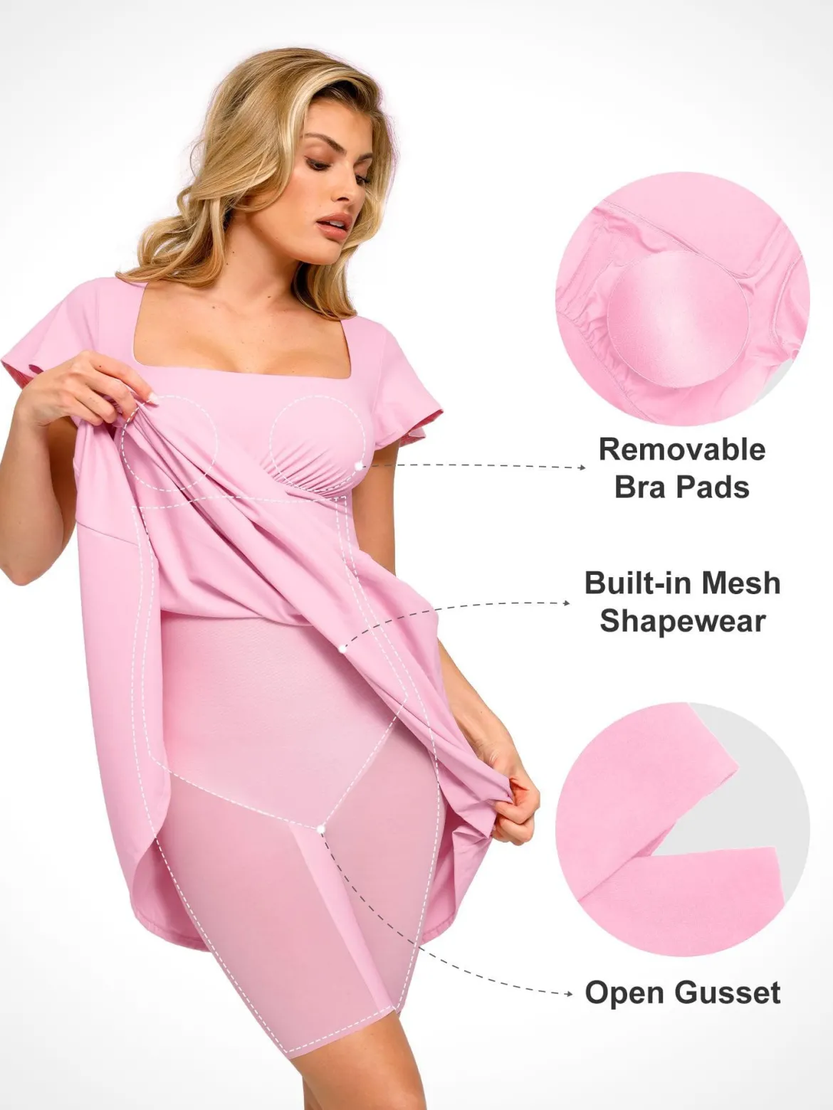 Shapewear Flutter Sleeve Sculpting A-Line Midi Dress