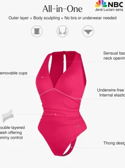 Shapewear Halter Cowl Neck Ruched Tummy Control Bodysuit