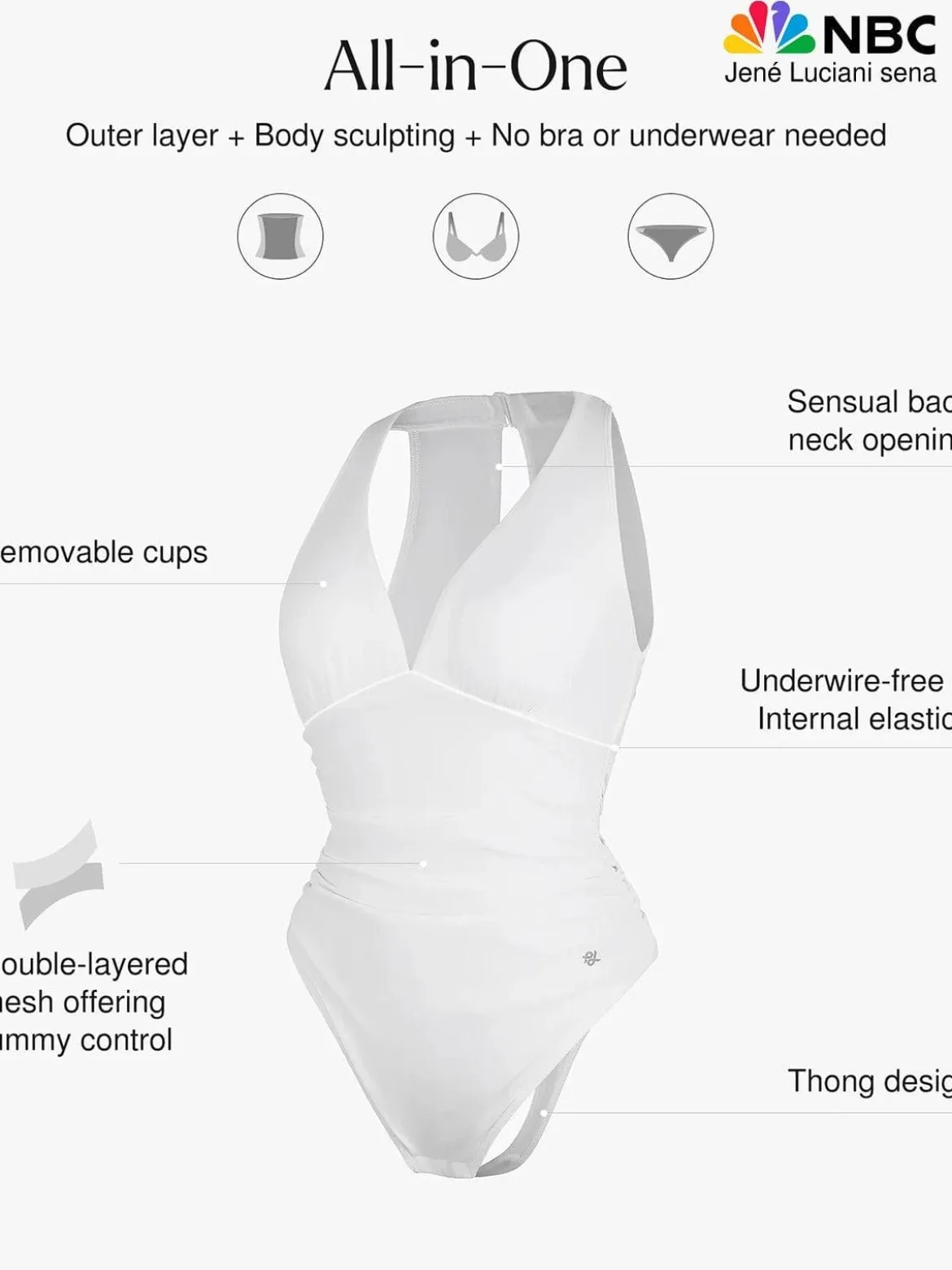 Shapewear Halter Cowl Neck Ruched Tummy Control Bodysuit