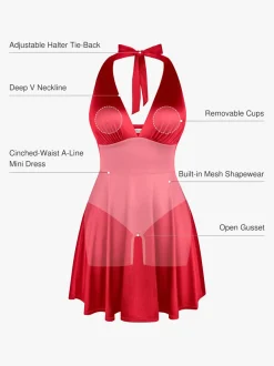 Shapewear Halter Fit & Flare Mini Dress