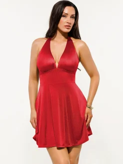 Shapewear Halter Fit & Flare Mini Dress