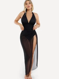 Shapewear Halter Tummy Control Swimsuit And Cover-Up Set