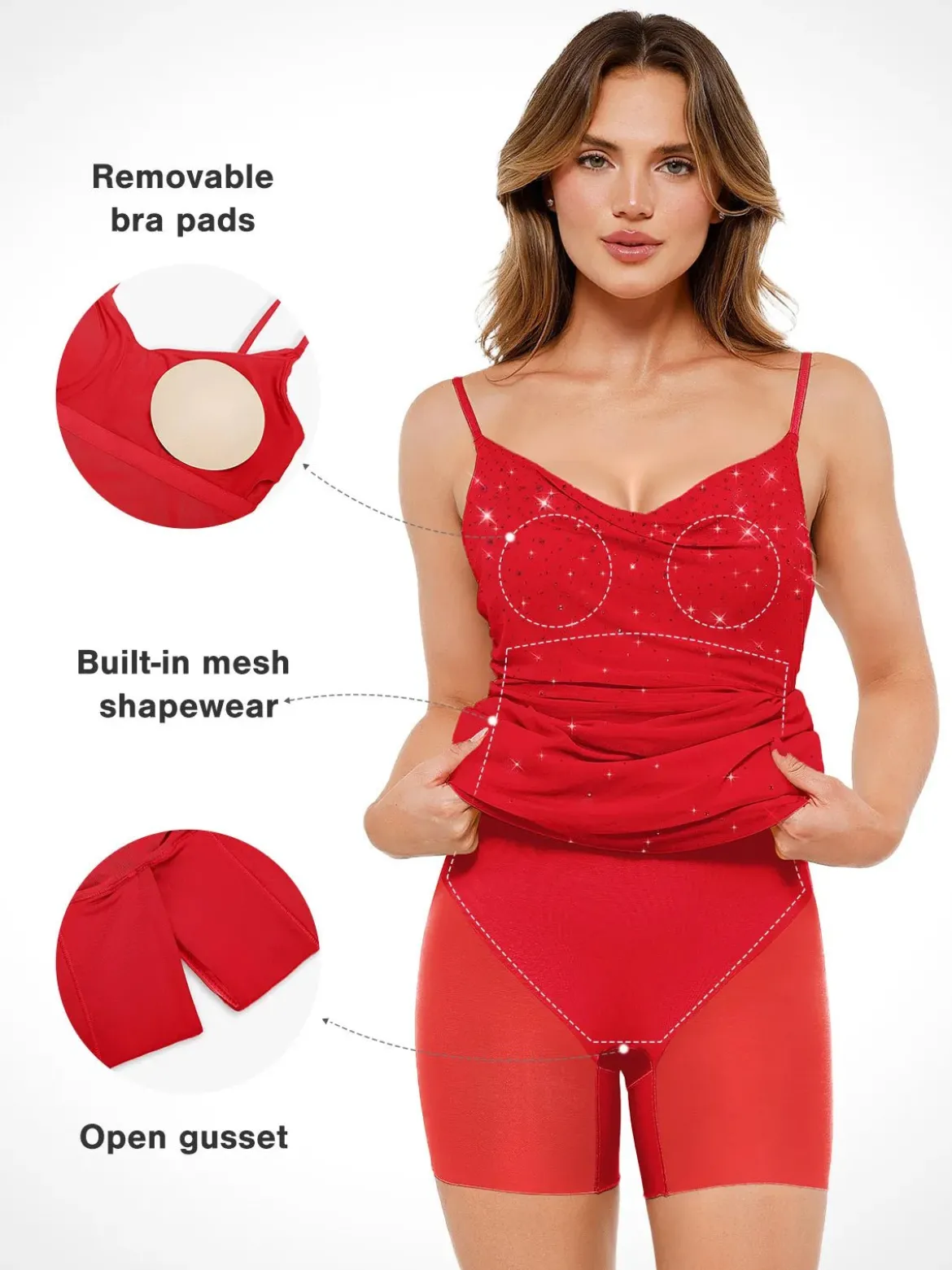 Shapewear Heat-Set Crystal Mesh Slimming Maxi Slip Dress
