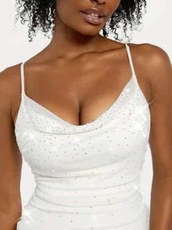 Shapewear Heat-Set Crystal Mesh Slimming Maxi Slip Dress