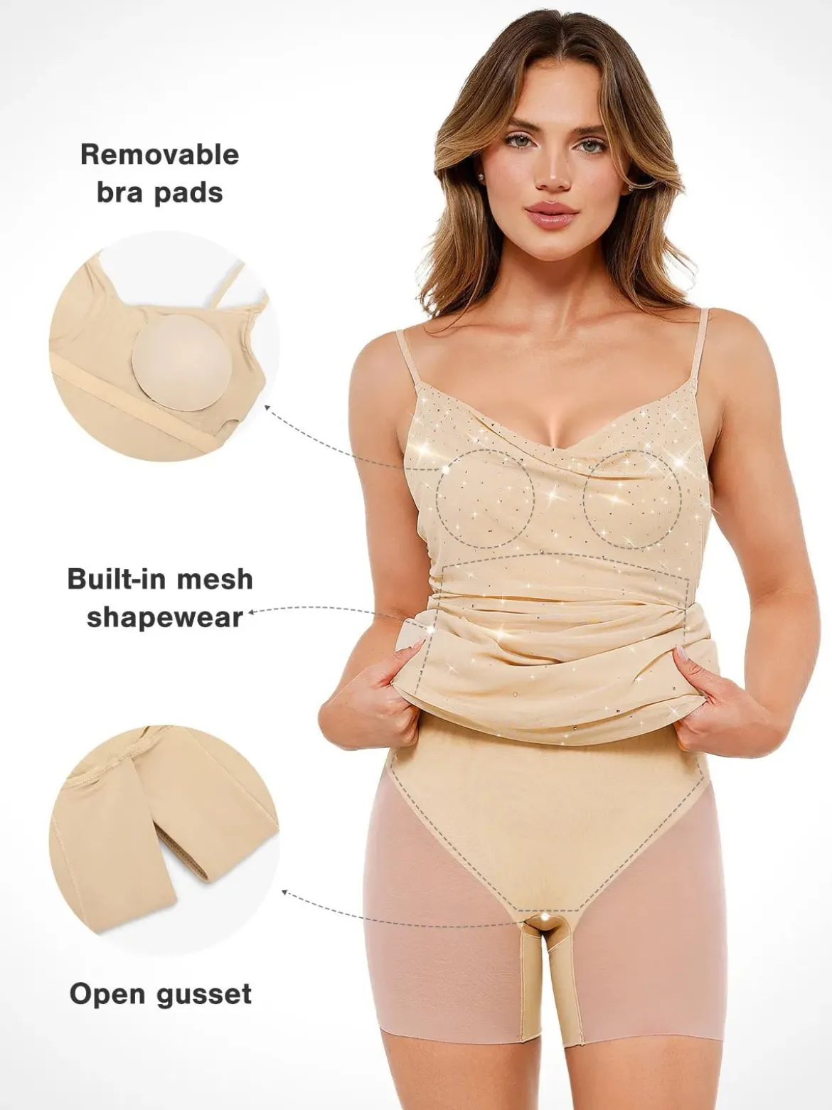 Shapewear Heat-Set Crystal Mesh Slimming Maxi Slip Dress