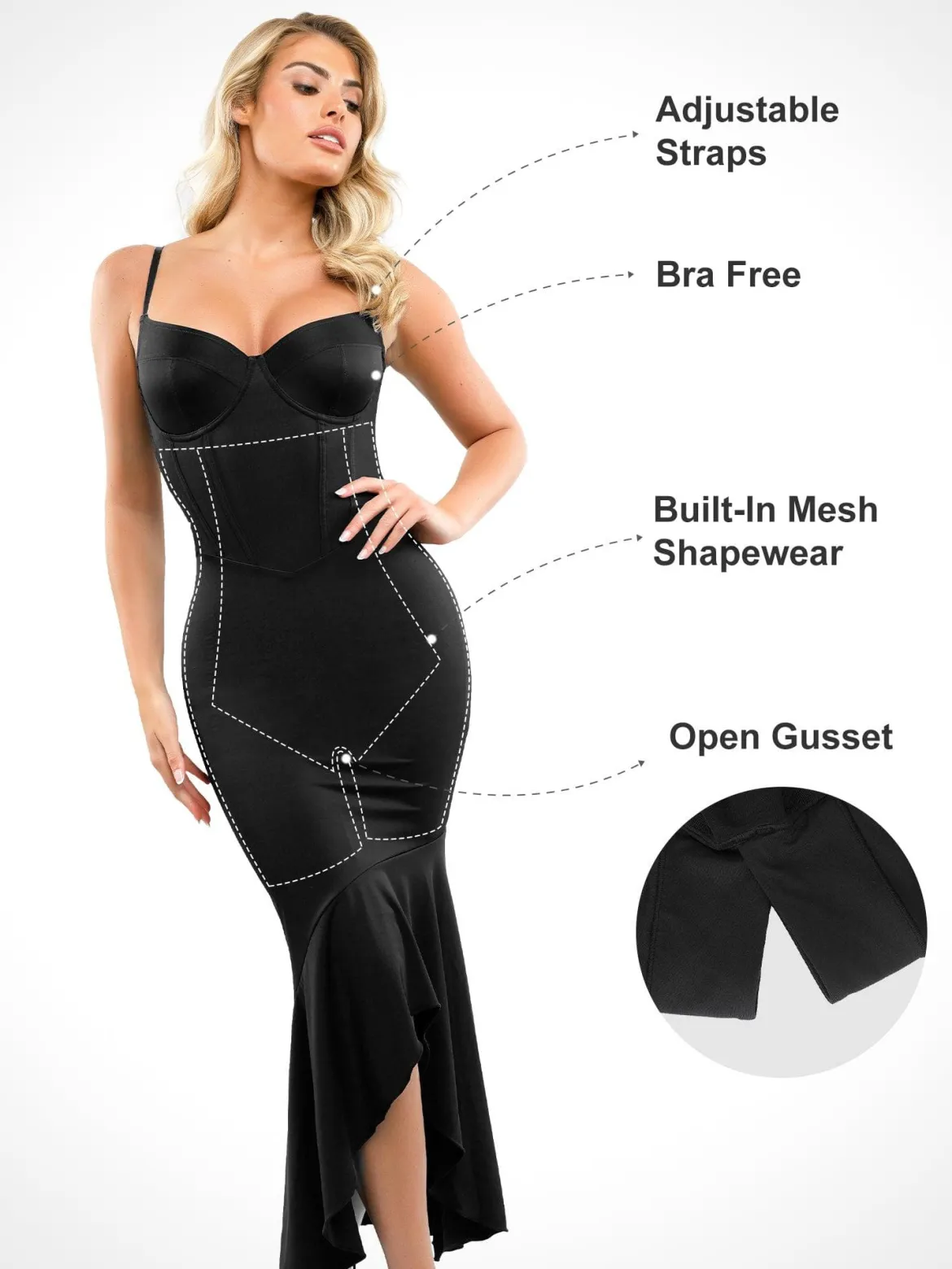 Shapewear Hourglass Corset Mermaid Maxi Dress