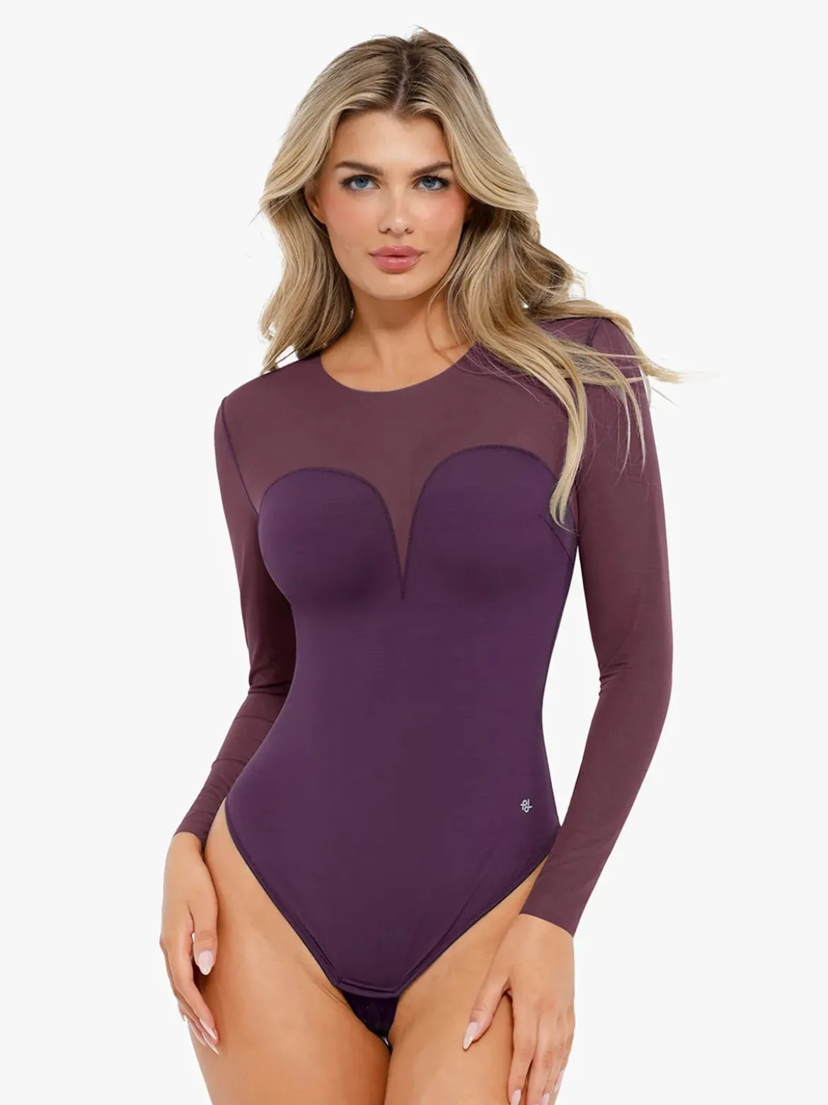 Shapewear Illusion Mesh Long Sleeve Tummy Control Bodysuit