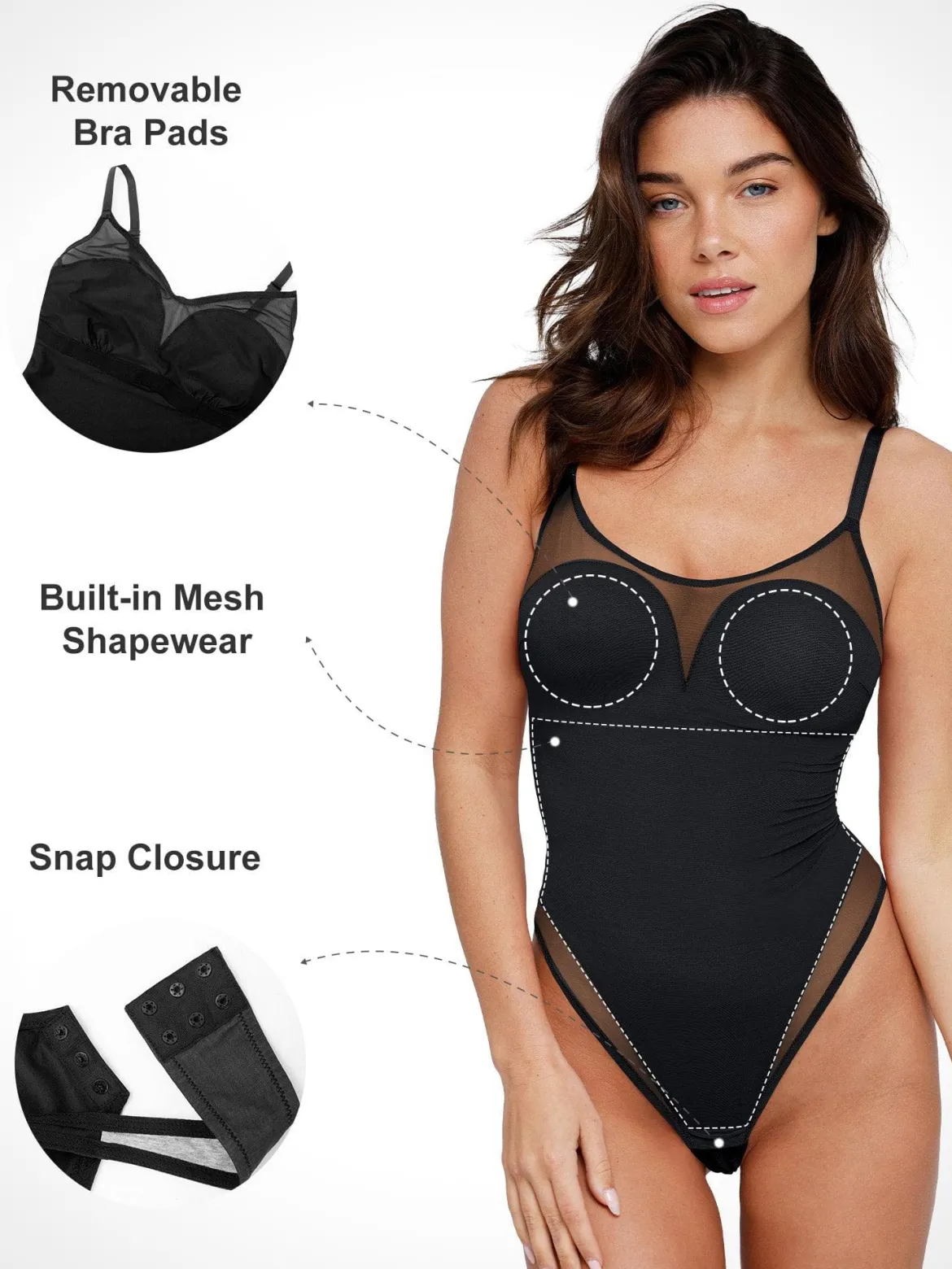 Shapewear Illusion Mesh Slimming Thong Bodysuits