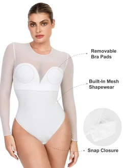 Shapewear Illusion Mesh Slimming Thong Bodysuits