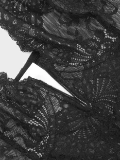 Shapewear Lace Deep-V Neck Bodysuits or Faux Leather Skirts