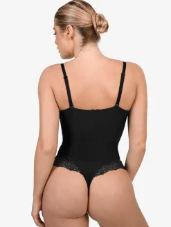 Shapewear Lace Deep V-Neck Sculpting Thong Bodysuit
