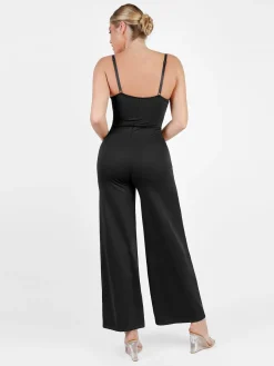 Shapewear Lace Deep V-Neck Sculpting Wide Leg Jumpsuit