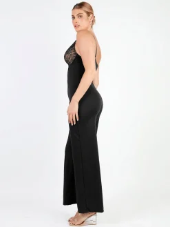 Shapewear Lace Deep V-Neck Sculpting Wide Leg Jumpsuit