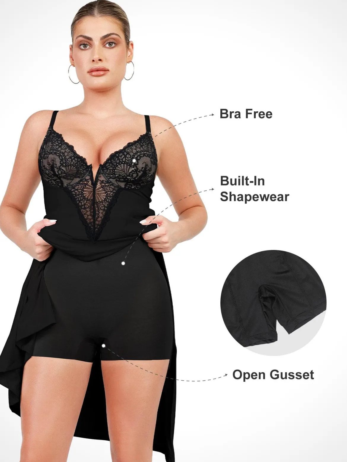 Shapewear Lace Dress Sheer Mesh Cover-Up Set