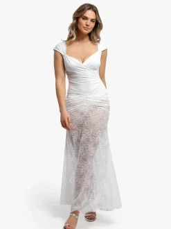 Shapewear Lace Fishtail Coverup Maxi Skirt