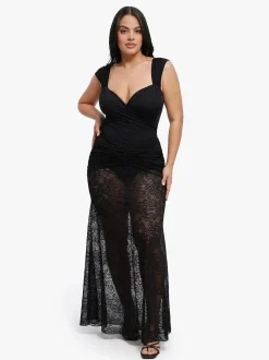 Shapewear Lace Fishtail Coverup Maxi Skirt