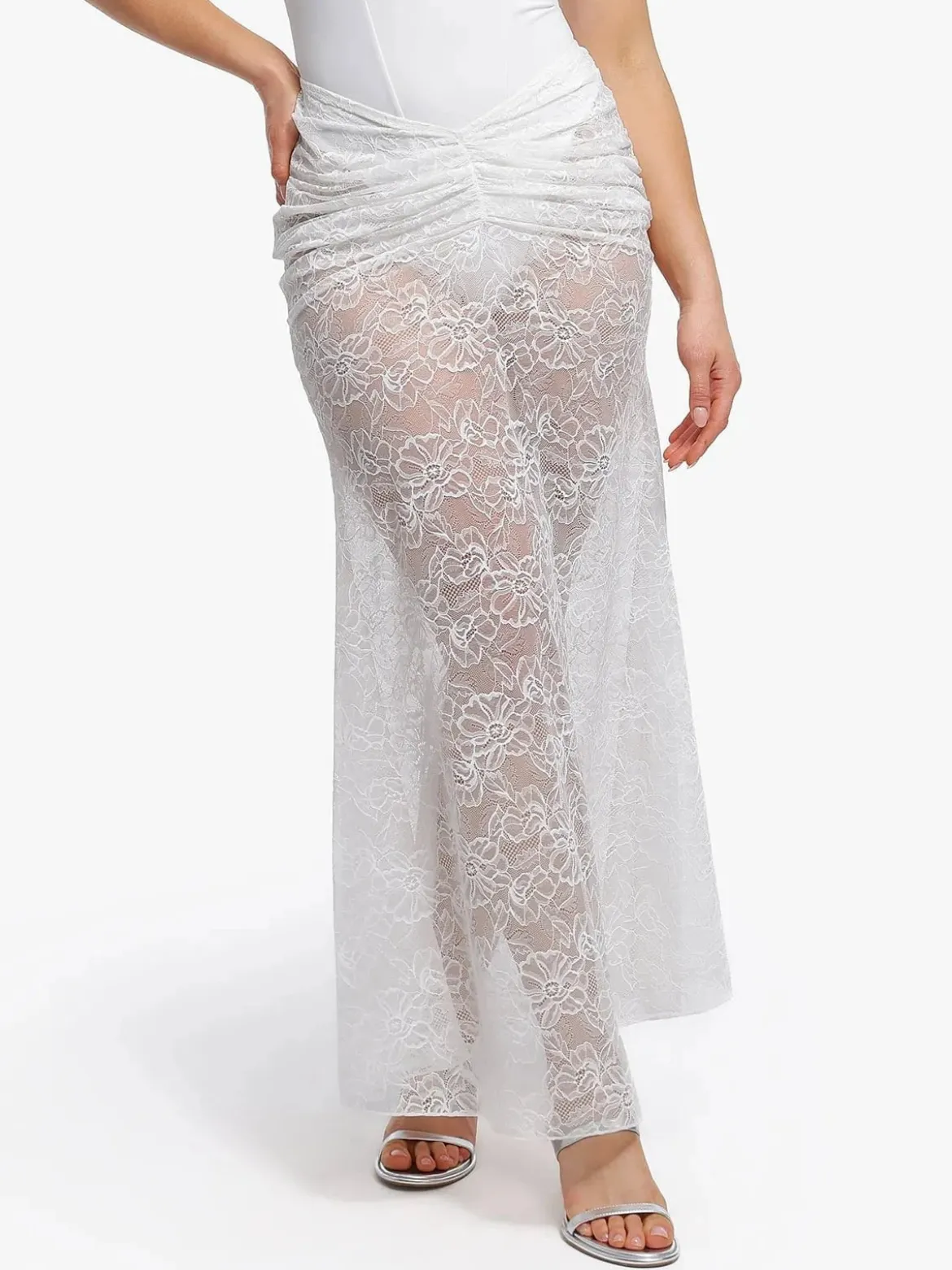 Shapewear Lace Fishtail Coverup Maxi Skirt