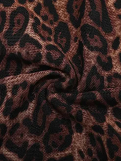 Shapewear Leopard Cowl Neck Halter Tummy Control Bodysuit