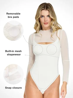 Shapewear Long Sleeve Mesh Shrug Sculpting Bodysuit Set