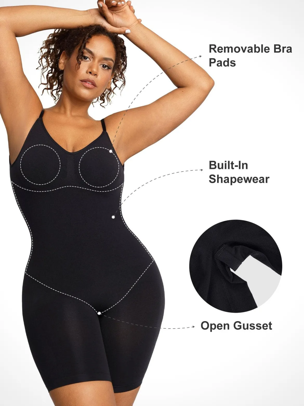 Shapewear Low Back Tummy Control Mid-Thigh Bodysuit