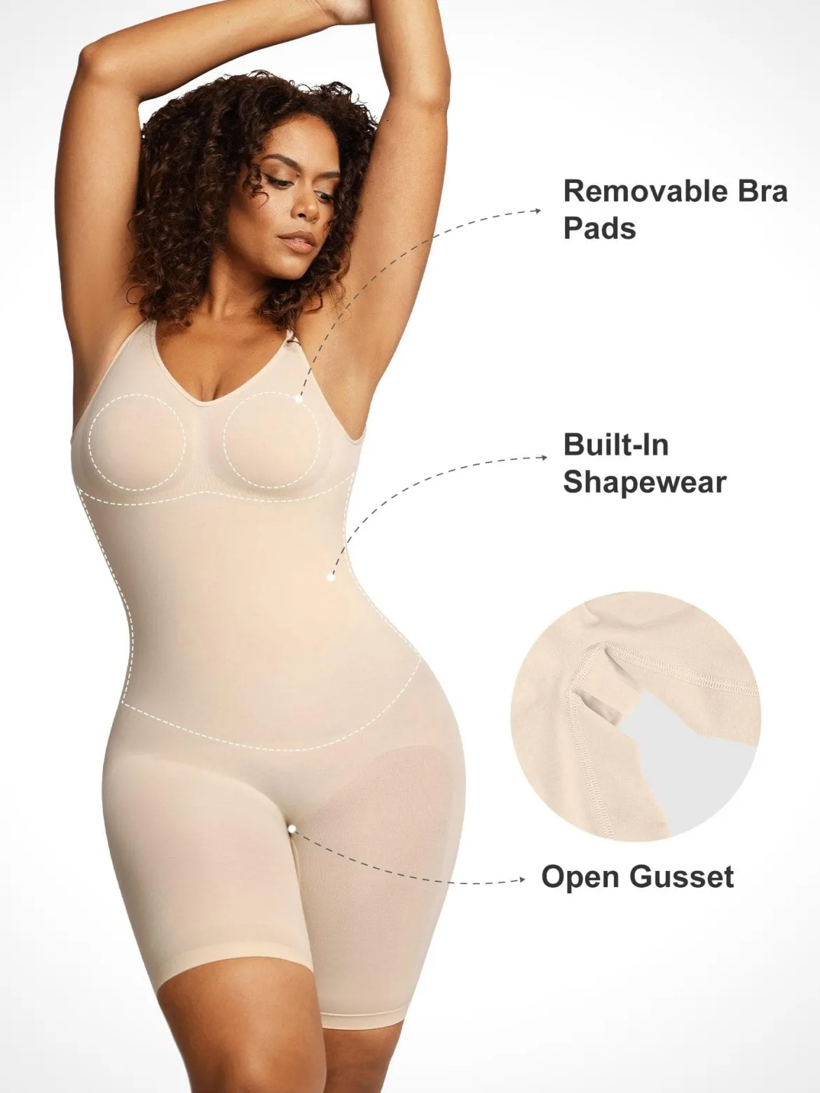Shapewear Low Back Tummy Control Mid-Thigh Bodysuit