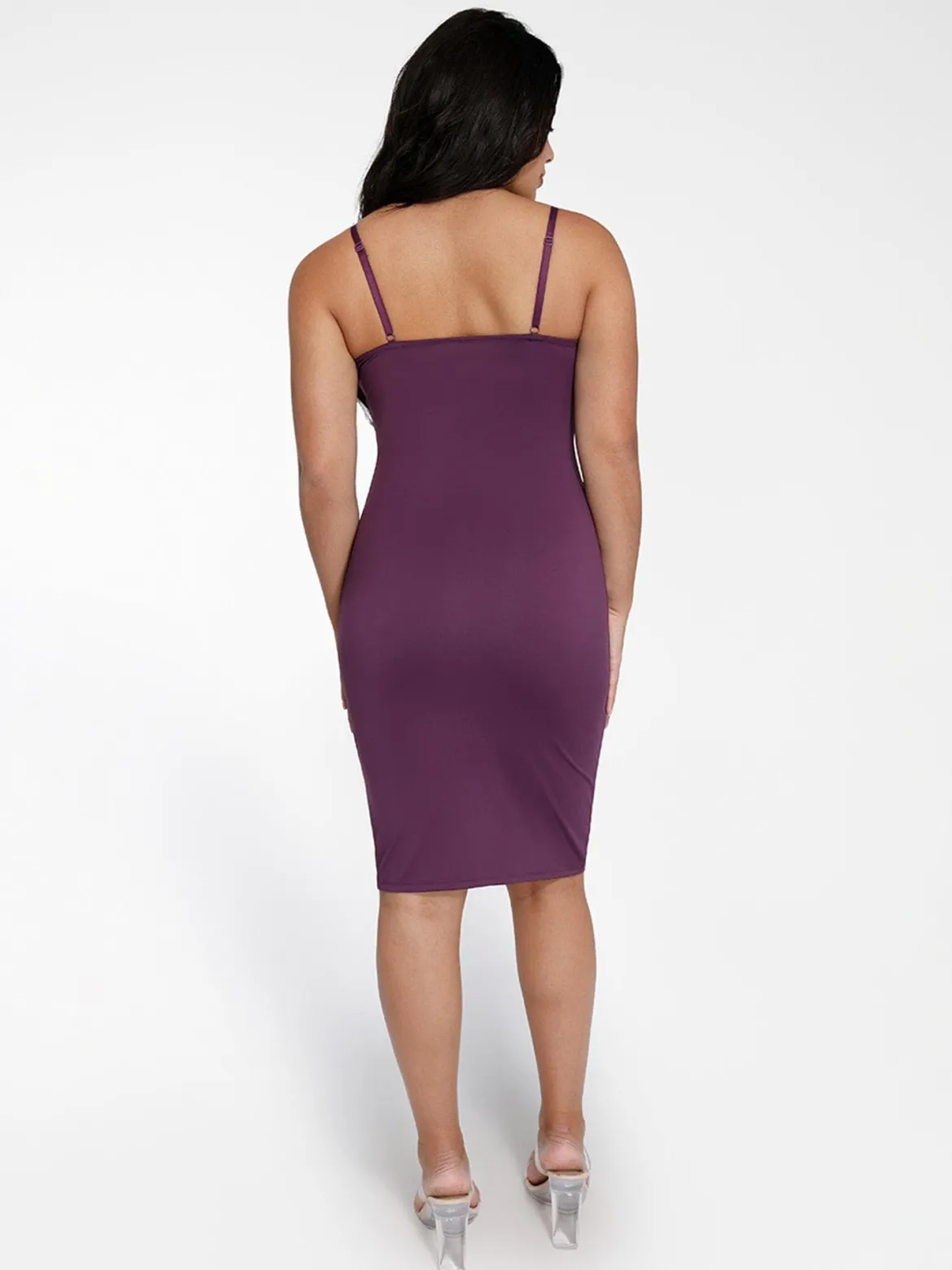 Shapewear Mesh Corset Panel Built-In Sculpting Midi Dress